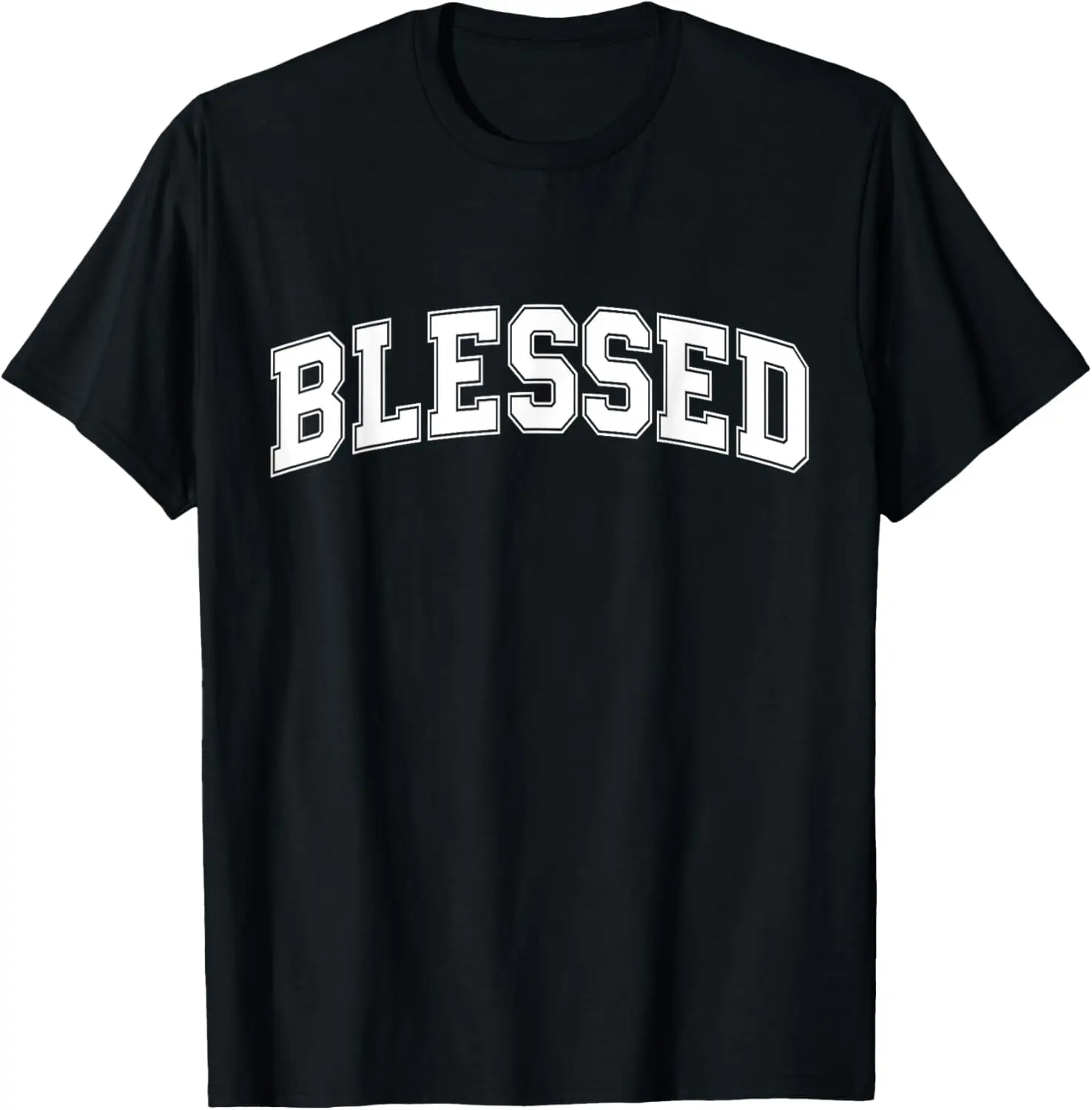 Blessed Athletic Lettering Thanksgiving Christian Religious T-Shirt 100% Cotton Trendy Y2K Short-Sleeve Tee – Soft,