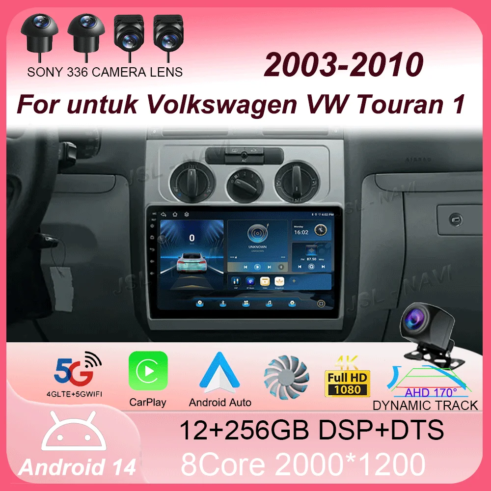 

Car Radio Android 14 For untuk Volkswagen VW Touran 1 2003 2004 2005 - 2010 Pemutar Myvi Navigation GPS Multimedia Player Stereo