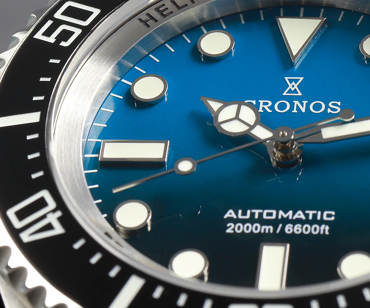 Cronos  L6009M Automatic Diving Man Watch Stainless Steel Bracelet 2000 Meters Water Resistance Professional Diver Men's Watches