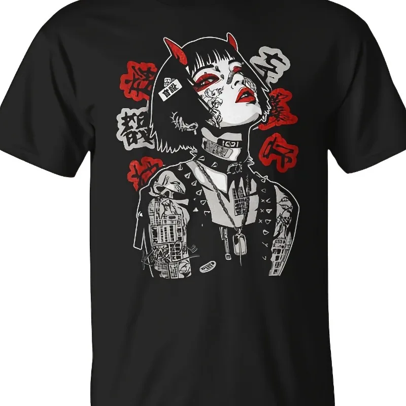 Japanese Street Cyberpunk Y2K Technology Style Retro Manga Anime T-shirt Men's T-shirt Summer New Unisex Casual T-shirt