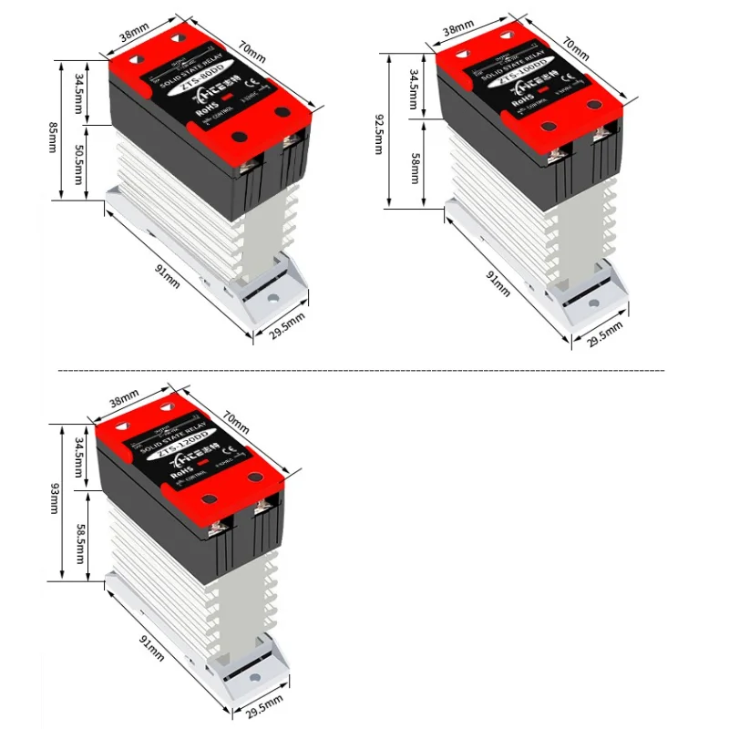 Integriertes Halbleiterrelais ZTS-10DD ZTS-25DD ZTS-40DD Einphasenmodul 3–32 V DC-Eingang 5–220 V DC-Ausgang inklusive Heizkörper