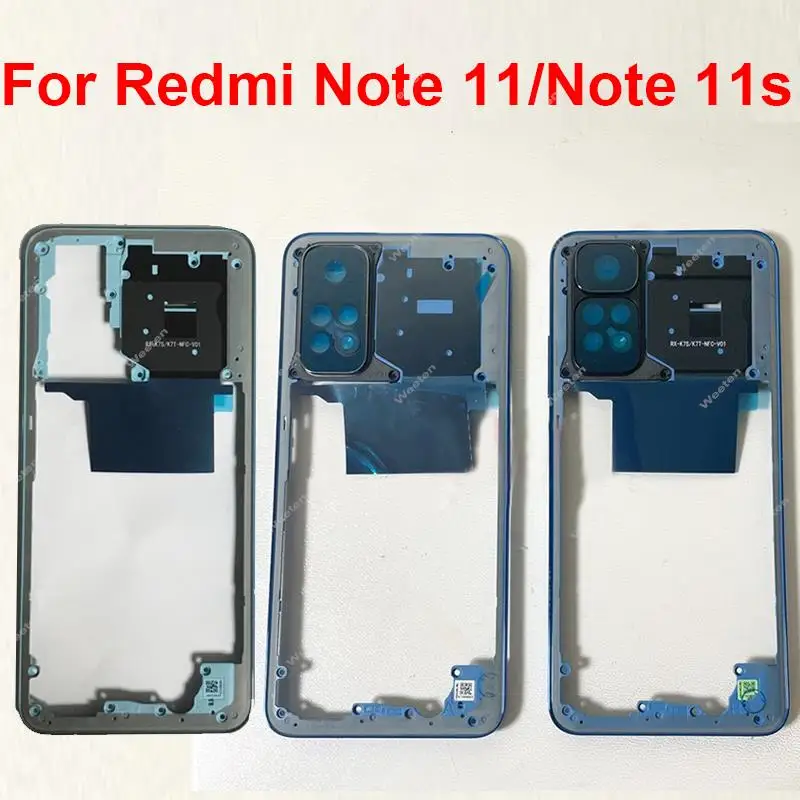 Middle Frame Housing For Xiaomi Redmi Note 11 Note 11S 4G Middle Cover Bezel Case Plate With/Without NFC Lens Frame Parts