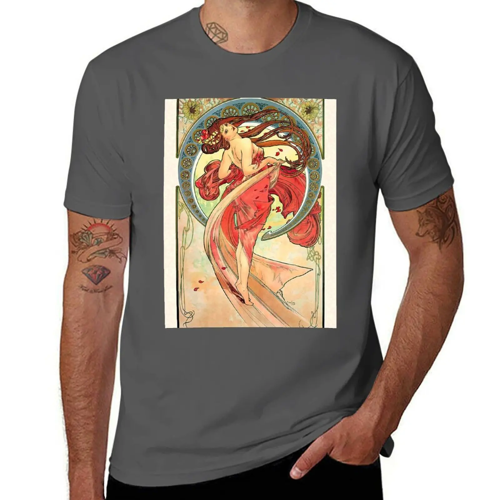 Dance, by Alphonse 1898 Mucha T-Shirt Casual Everyday Wear T-Shirt