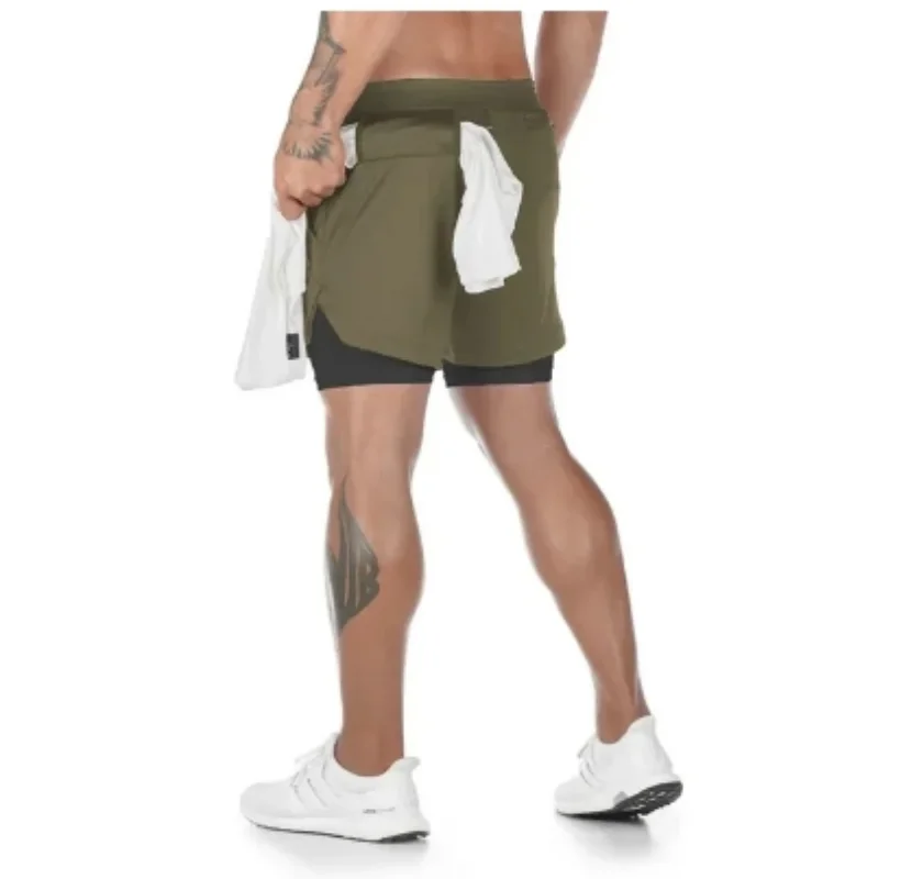 2023 Camo Running Shorts Men 2 In 1 Double-deck Quick Dry GYM Sport Shorts Fitness Jogging Workout Shorts Men Sports Short Pants