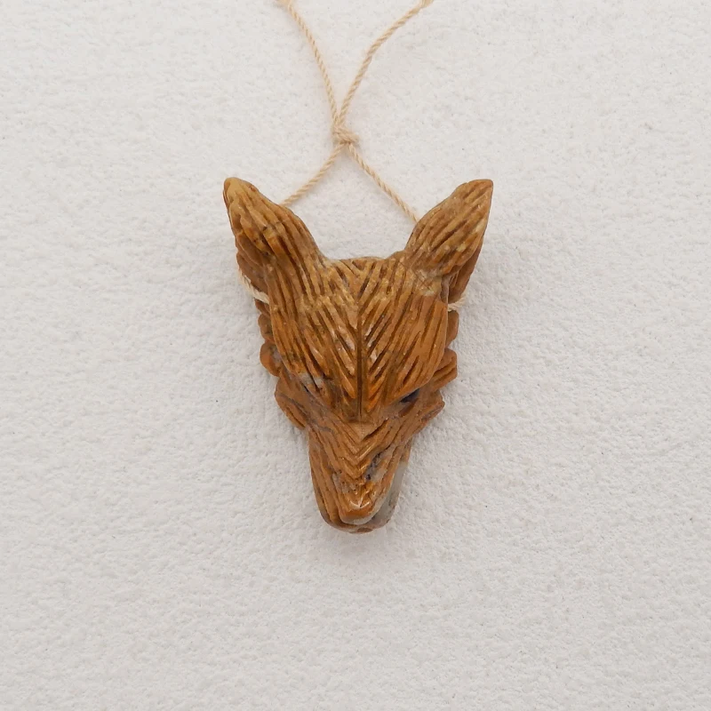 Natuurlijke Oceaan Jaspis Wolf Hoofd Gesneden Hanger Voor Ketting, Dier Hanger, Losse Edelstenen Voor Sieraden Maken