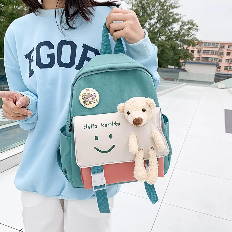2026 Cute Plush Bear Splicing Backpack for Kids Kindergarten, Fashion Parent-Child School Bag for Primary Students