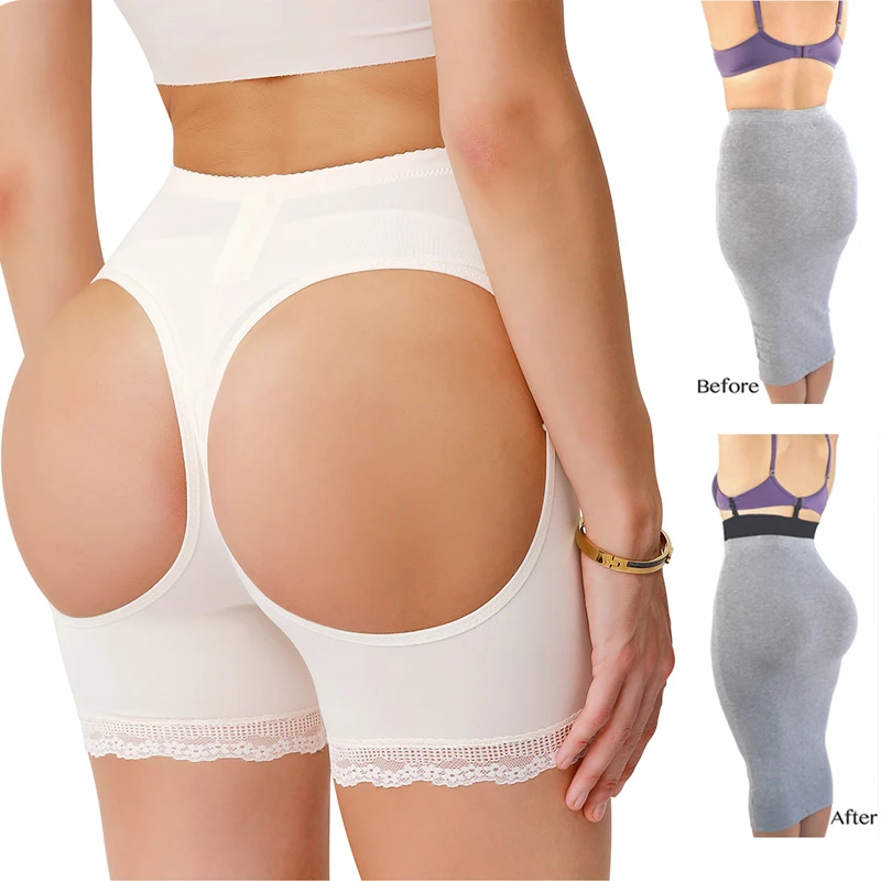 Women Butt Lifter Body Shaper Tummy Control Panties Booty Enhancer Underwear Shapewear BoyShorts Sexy Ass Lace Briefs Open Hip