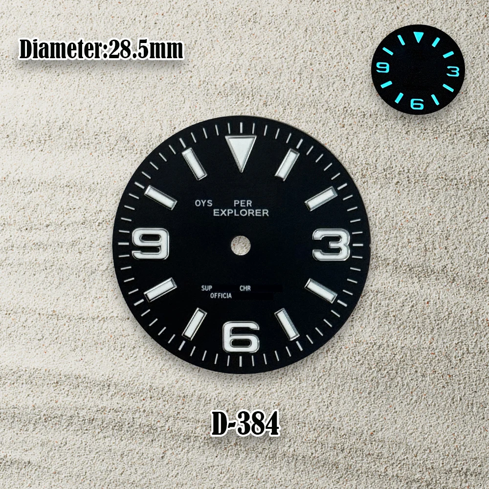 High Quality 28.5mm 369 Sunray DIAL NH35 Dial S Logo Dial for NH35/NH36 Movement blue luminous Watch Accessories