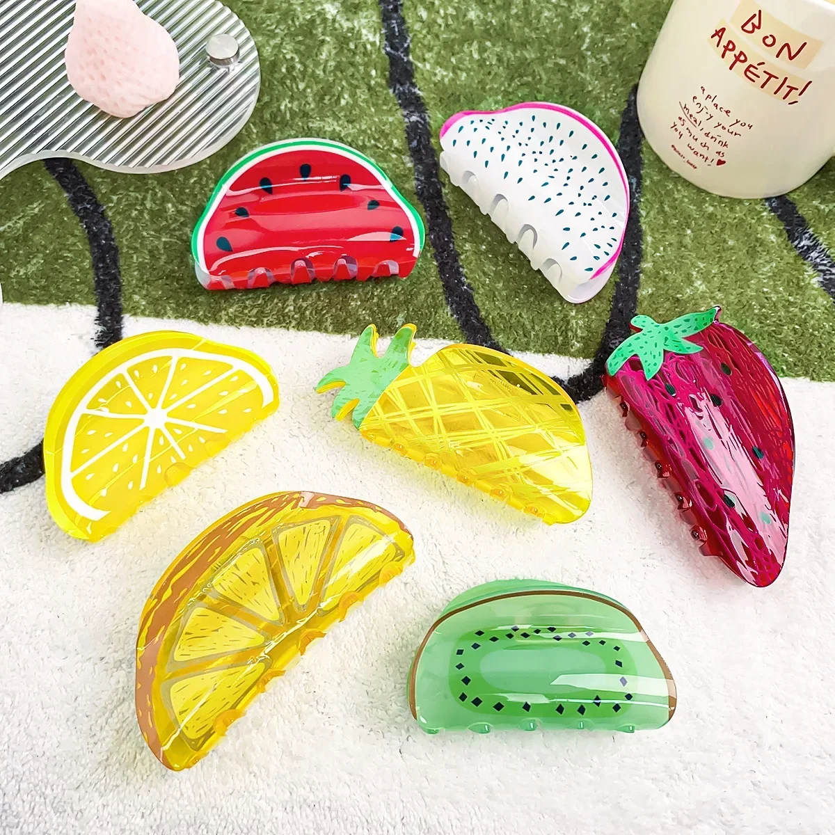 

Creative Fruit Lemon Clip Acrylic Hair Accessories Back of The Head Hair Clip Korean Style Shark Hair Accessories