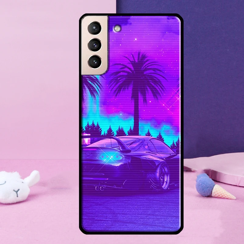 Skyline Silvia JDM Cars Neon Synthwave Case For Samsung Galaxy S23 S22 Ultra S21 S20 FE Note 10 20 Ultra S8 S9 S10 Plus Cover