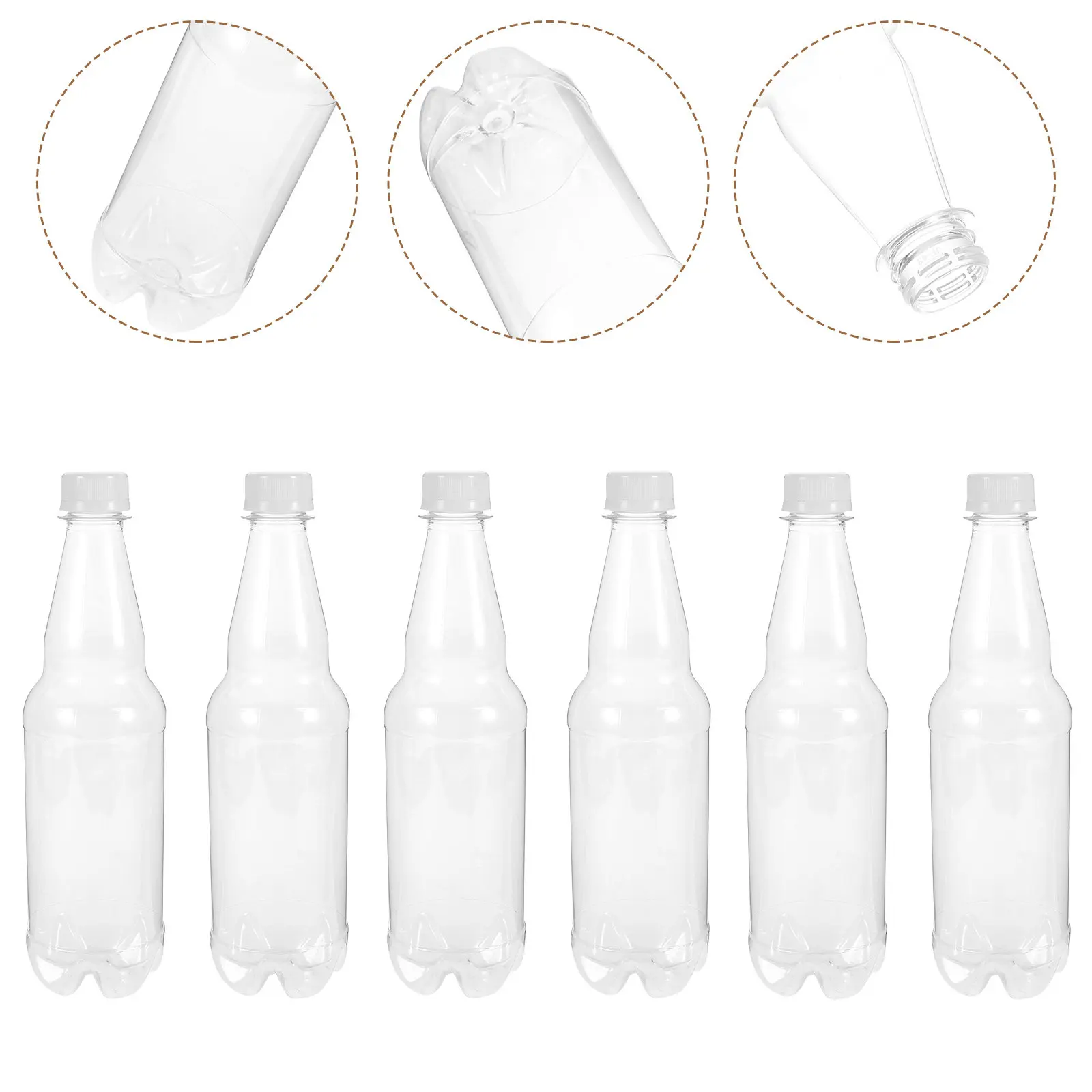 6Pcs Beer Bottles Transparent Clear Reusable Juice Bottles Multi-Function Plastic Sealed Drink Storage Daily Use Outdoor Wine