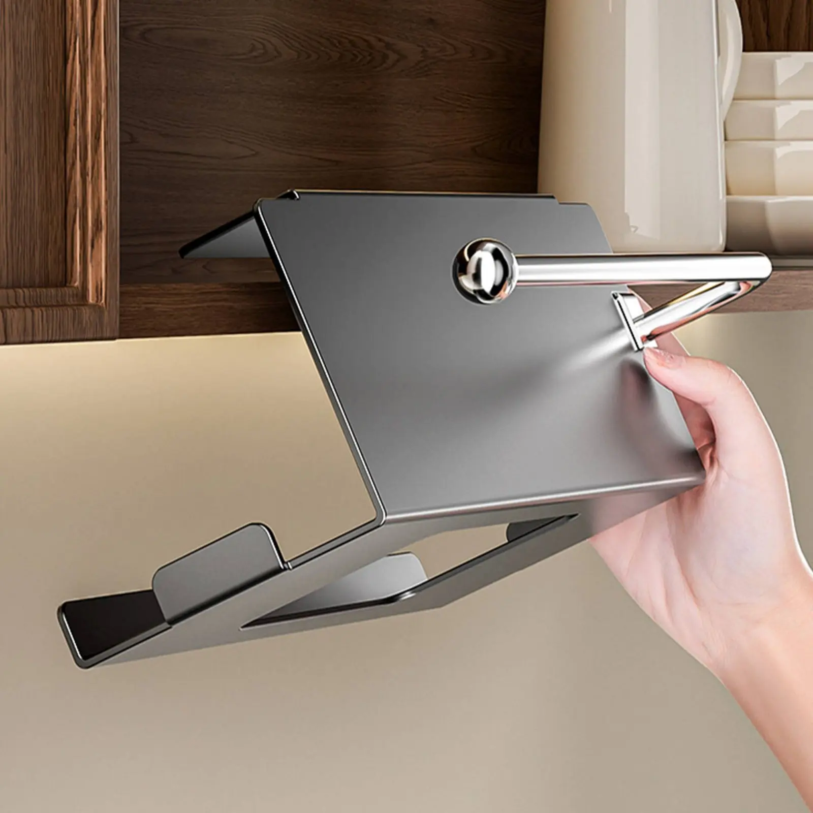 

Under Cabinet Paper Towel Holder Space-Saving Under Shelf Tissue Box Holder Kitchen Roll and Tissue Dispenser Multi-Functional