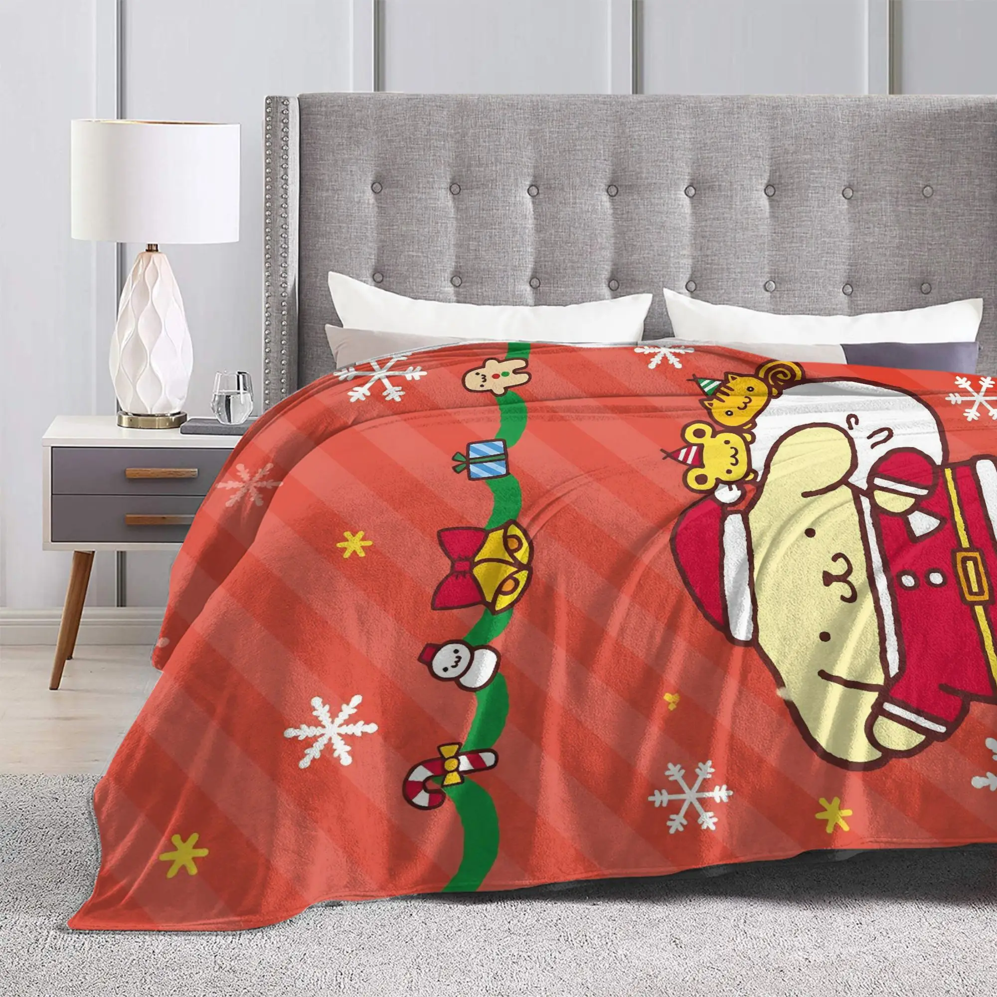 Pompompurins Christmas Santa Holiday Blanket Fleece All Season  Breathable Lightweight Throw Blanket for Sofa Couch Rug Piece
