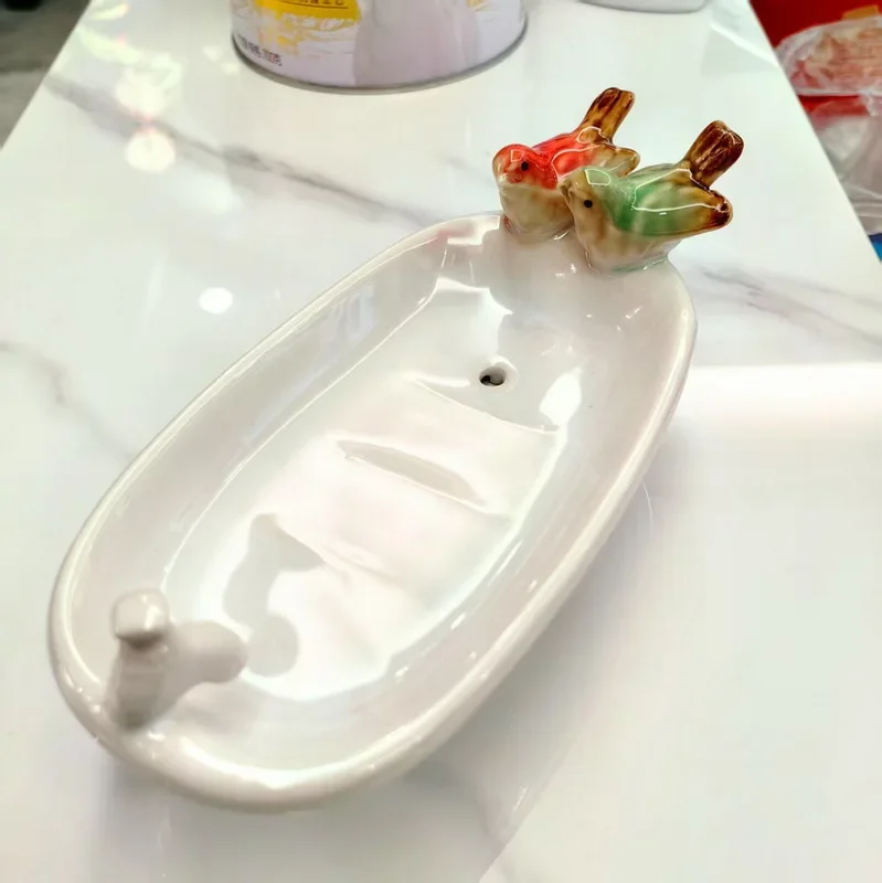 

Керамическая полка для хранения ключей с мультяшным знаком зодиака, двухслойная сливная коробка для мыла, креативная милая мыльница Со Сливом Воды