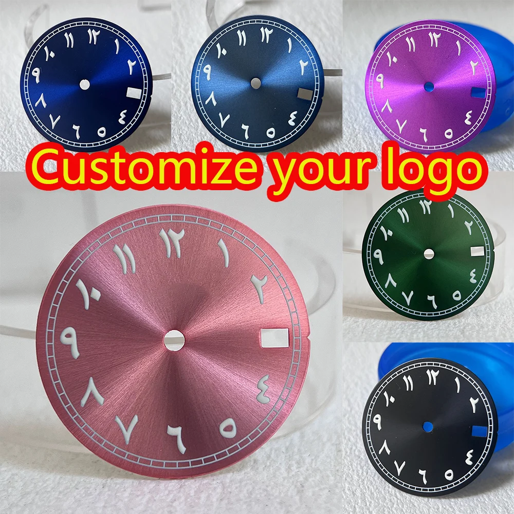 28.5mm Arabic Alphanumeric Custom Logo Dial Green Luminous Sterile Dial FIT NH Dial 34/35 Dial Movement Dial Improvement Parts