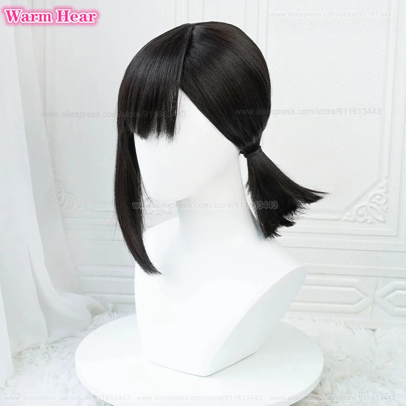 أنيمي Higashiyama Kobeni طويل 38 سنتيمتر ذيل حصان أسود تأثيري أنيمي شعر مستعار مقاومة للحرارة الاصطناعية الشعر هالوين شعر مستعار للحفلات + غطاء شعر مستعار