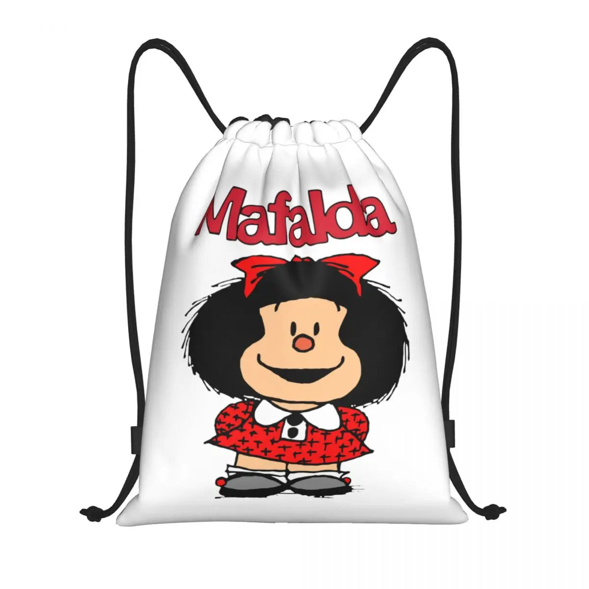 Cute Mafalda Drawstring Backpack Women Men Gym Sport Sackpack Foldable Argentine Cartoon Quino Comics Shopping Bag Sack