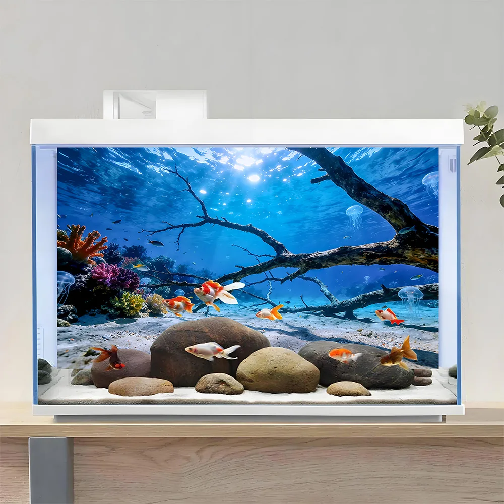 Underwater trees, Fish tank background painting, Aquarium background sticker,Front self-adhesive,  Fish tank landscaping decor