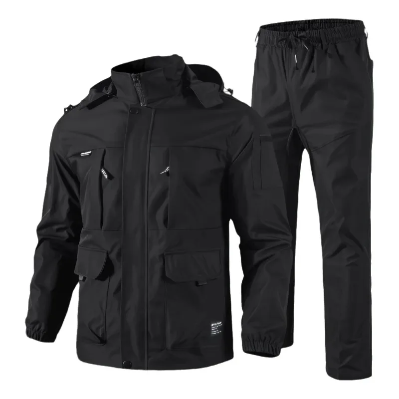 Men's Waterproof Tactical Sets Spring Autumn Detachable Hat Outdoor Hiking Workwear Combat Training Hunting Military Suit Men view 4