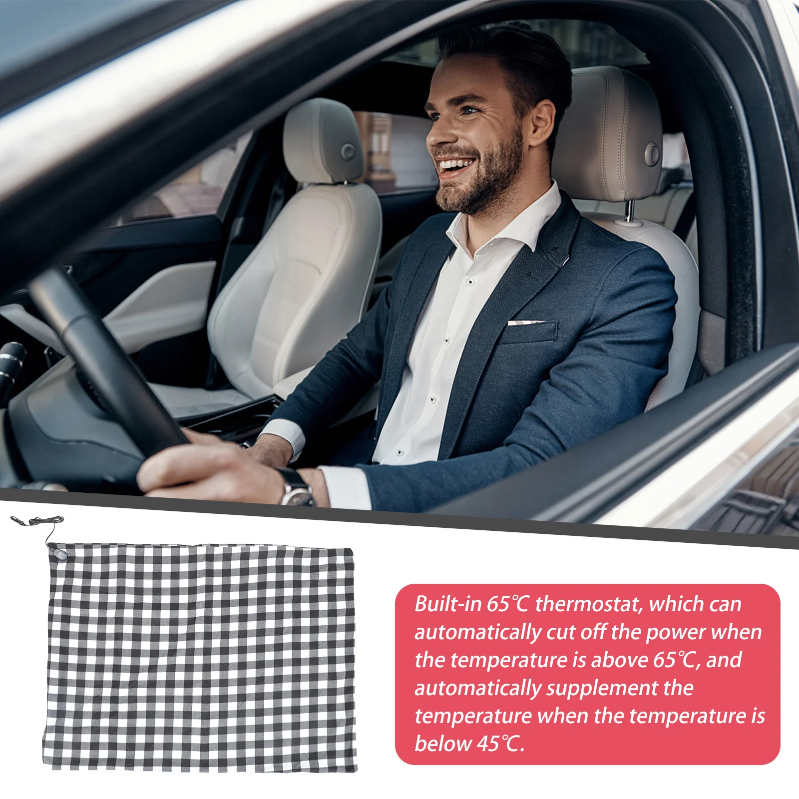 

Heating Car Blanket 12V Electric Auto Warm Throw for Driver Passenger Fast Heat with Thermostat Safety Protection