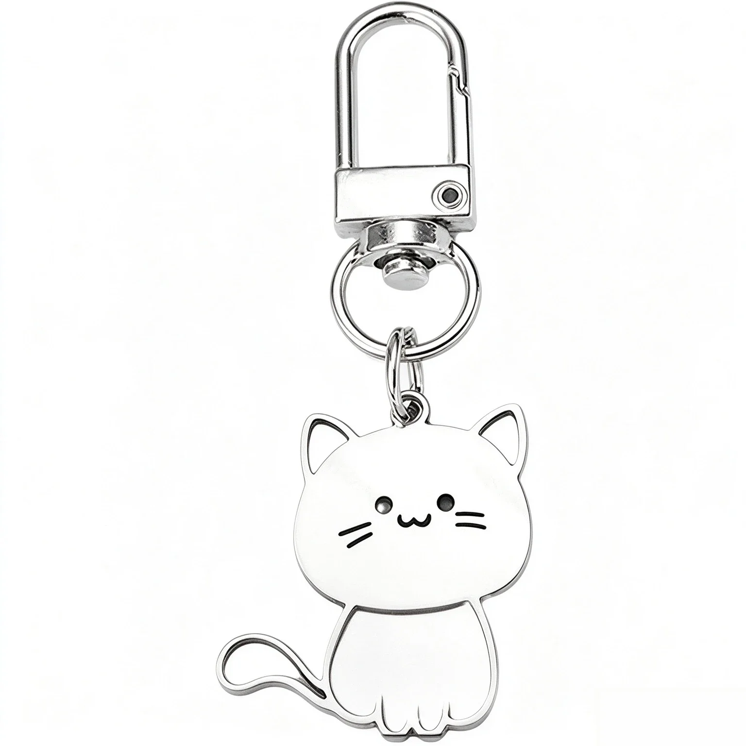 New Cute Cat Keychain Silver Color Key Ring Holder Men Women Couple Cat Lovers Valentines Day Gift Bag Charm
