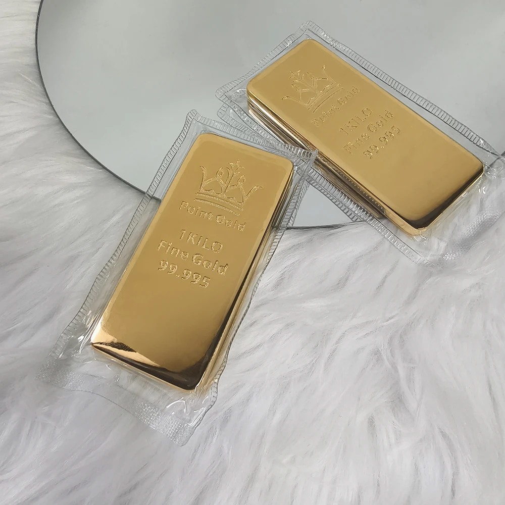 1 KILO Switzerland Crown Gold Plated Bar 99.995 Fine Gold Non-magnetic Metal Crafts Sealed for Decor & Metal Collection Fans