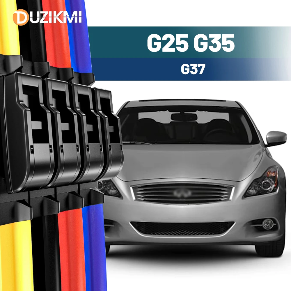 

For Infiniti G25 G35 G37 2003-2013 2006 2007 2008 2009 2010 2011 2012 2pcs Front Windshield Windscreen Wiper Blades Red Blue