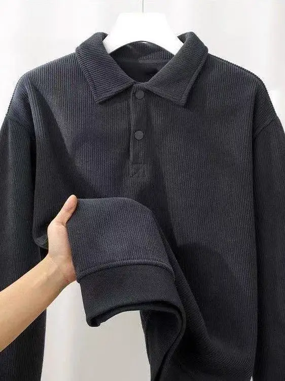 

Thiened Heavyweight Long Sve Corduroy Ne Sweatirt Men's Casual Versatile Spring Autumn New Sle Youth Faion Top