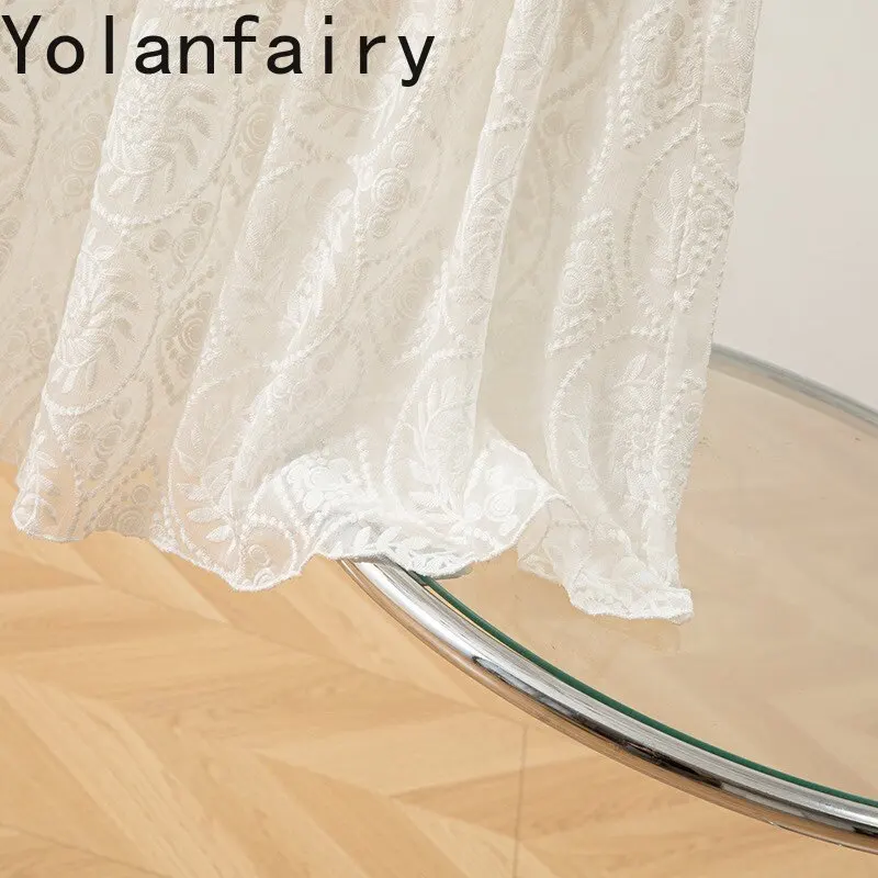YOLANFAIRY 100% Real Mulberry Silk Skirts Woman Clothing Summer High Waist White Skirt Women Elegant Embroidery Skirts Fashion