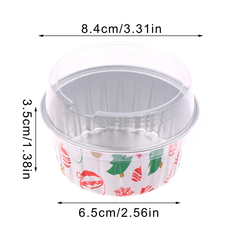 10Pcs Reusable Round Aluminum Foil Tin Cup With Lids Pudding Cake Mold Air Fryer Tinfoil Box Small Baking Tray Tinfoil Cups