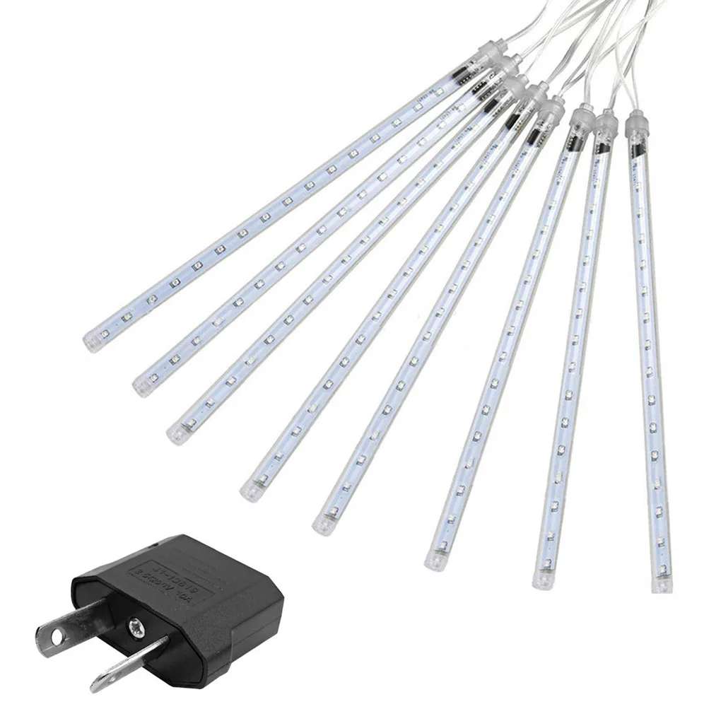 

8 трубок по 30 см, гирлянда-сосулька «Падающий дождь», уличная, каскадная, для Рождества, вечеринок, украшения новогодней елки, вилка UK