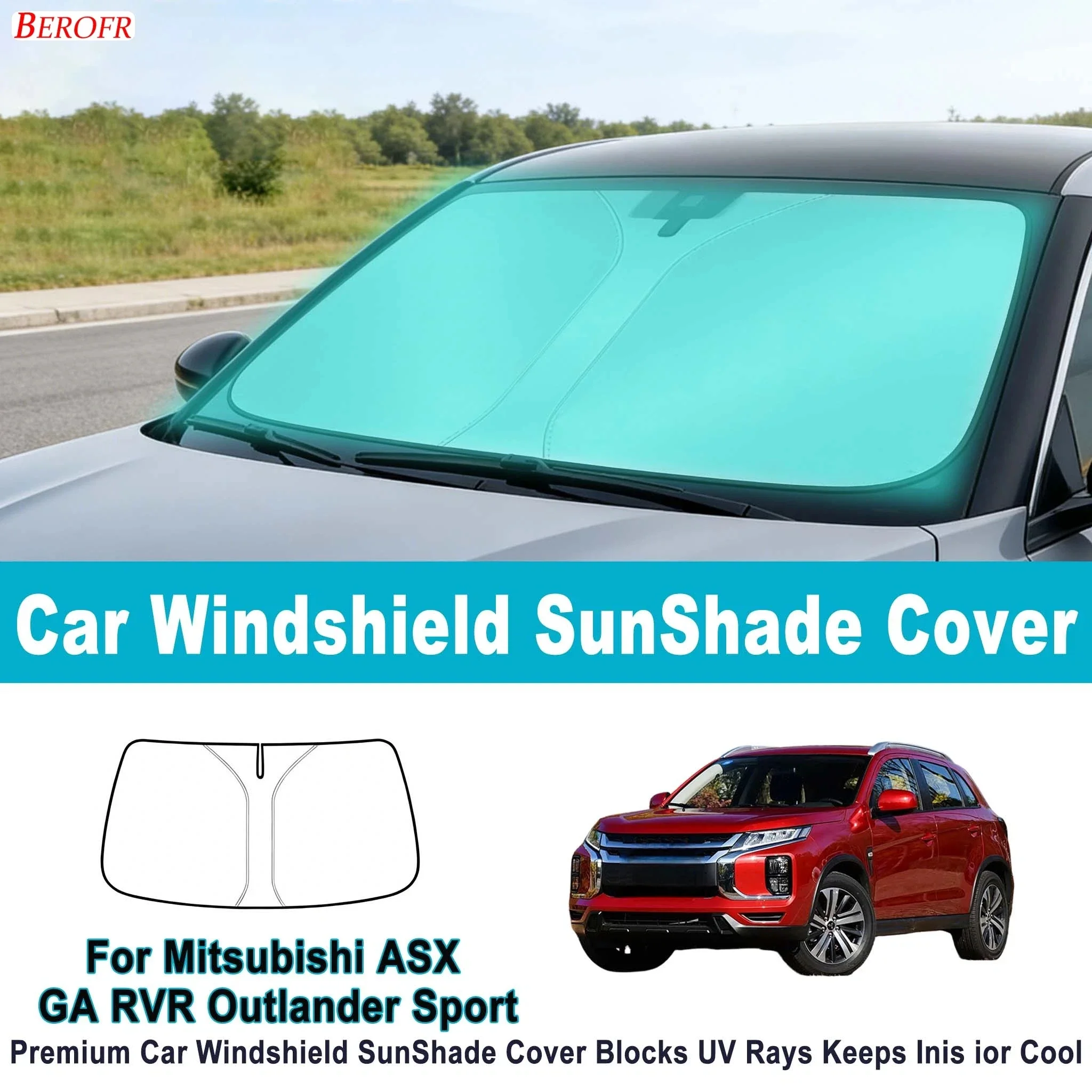 For Mitsubishi ASX GA RVR Outlander Sport 2012-2023 Car Windshield Sunshade Cover Front Window Sun Shade Heat Insulation