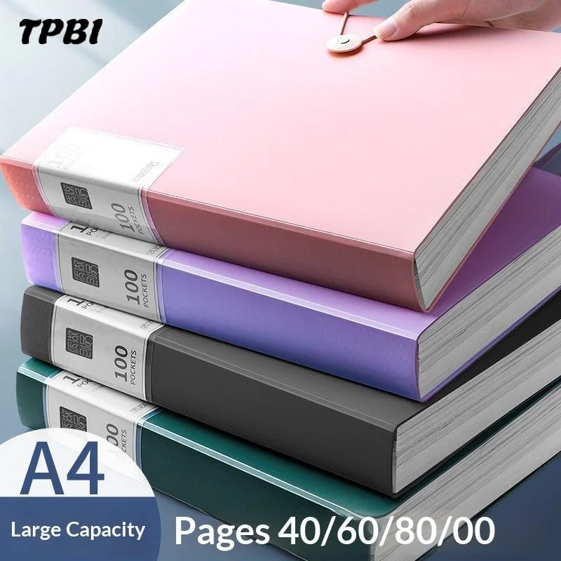 

PP High Transparency Waterproof File Folder carpeta папка 1Pcs 60/100 Pocket A4 Insert Brochure For Documents Papers Organizer