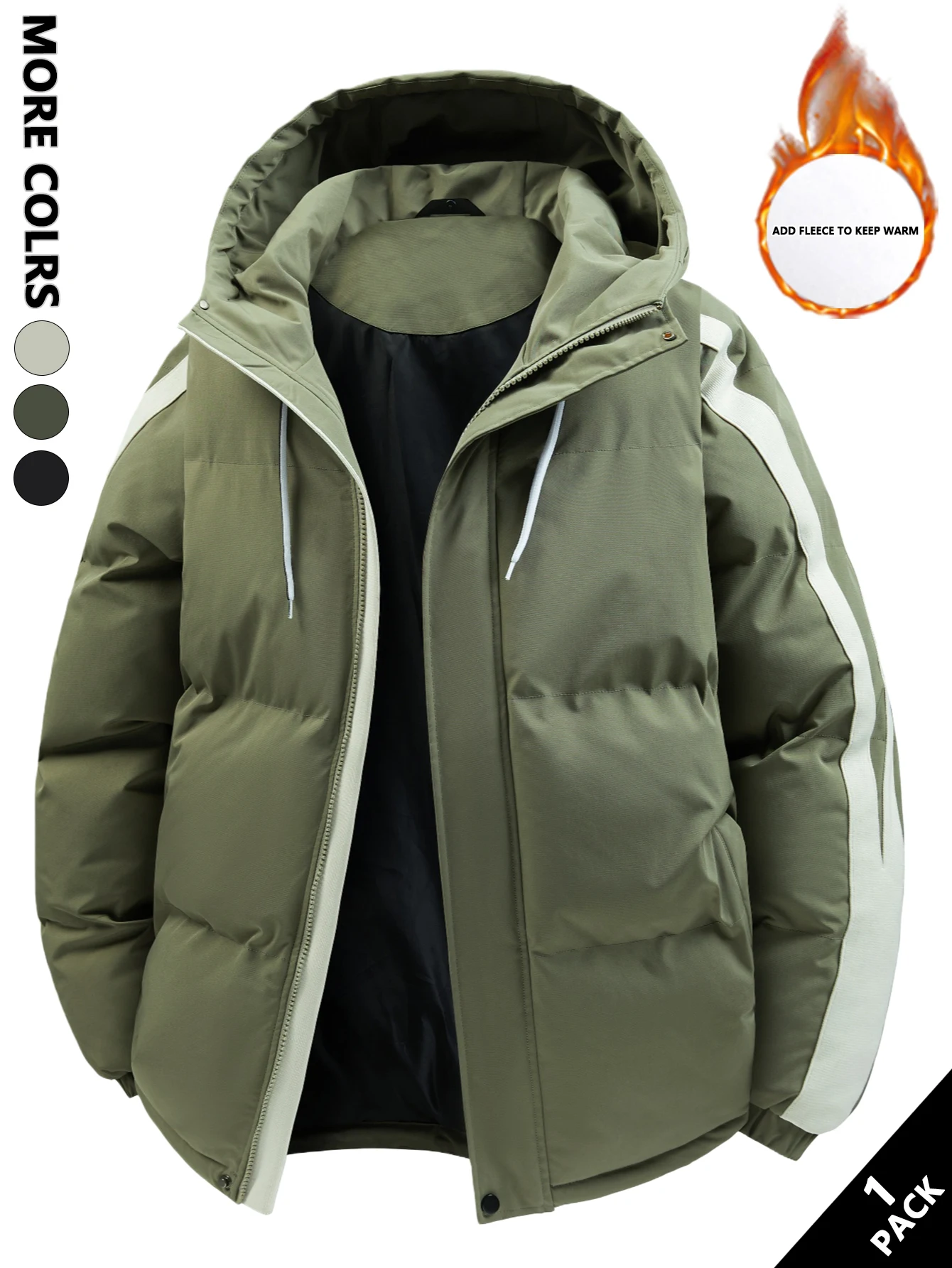 Men's Hooded Cotton Jacket Is Light and Warm Without Being Bulky. the Hood Adds Practicality and Is Suitable for Outdoor Light Activities, Warm-Up Exercises, Layering in Autumn and Winter, Daily Shopping, Friend Gatherings, and Short Trips
