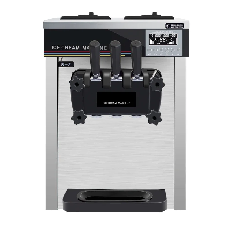 

l Commercial Table Top Soft Ice Cream Machine High Productivity Three Flavors Stainless Steel for Business Electric
