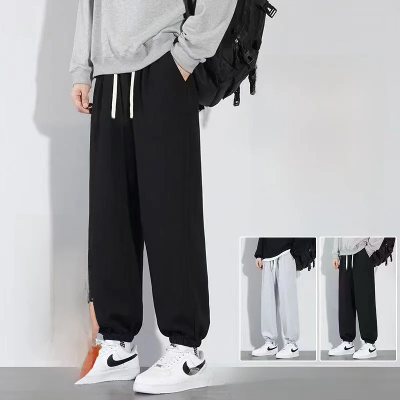 

Men's Fleece Lined Loose Fit Sporty Pants Warm Autumn Winter Casual Trousers Trendy plus Size Straight Leg Pants