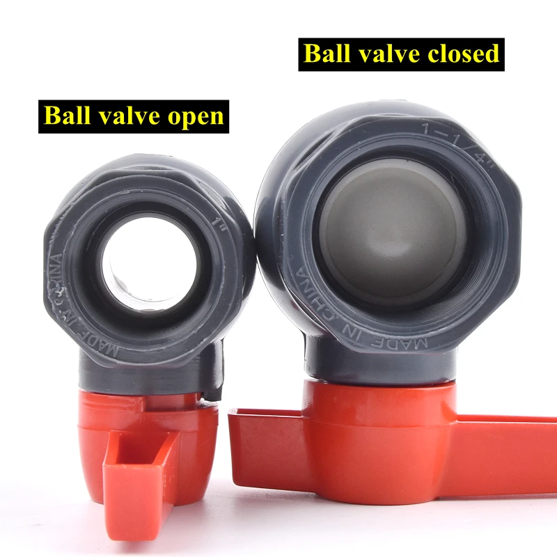 1/2''~2'' Female Male Thread Ball Valve Dark Gray Garden Irrigation Water Control Valve Aquarium Fish Tank UPVC Pipe Ball Valve