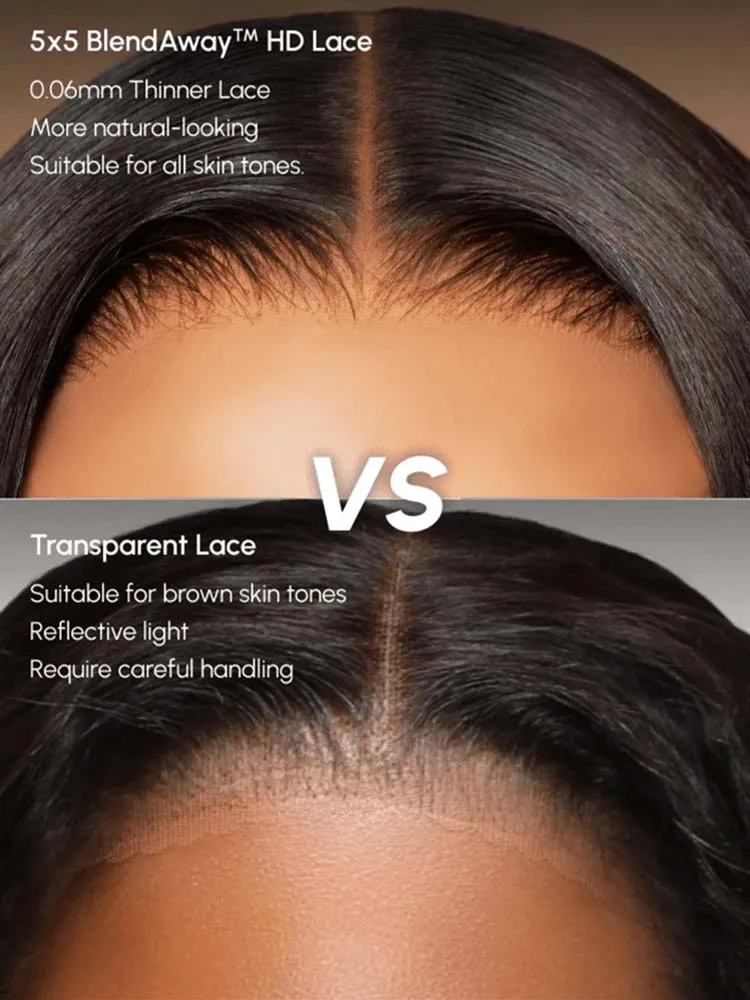 5x5 dünne HD-Perücke mit Spitzenverschluss, leimlose Körperwellenperücke mit gebleichten Knoten, passend zu allen Hauttypen, 250 % Dichte