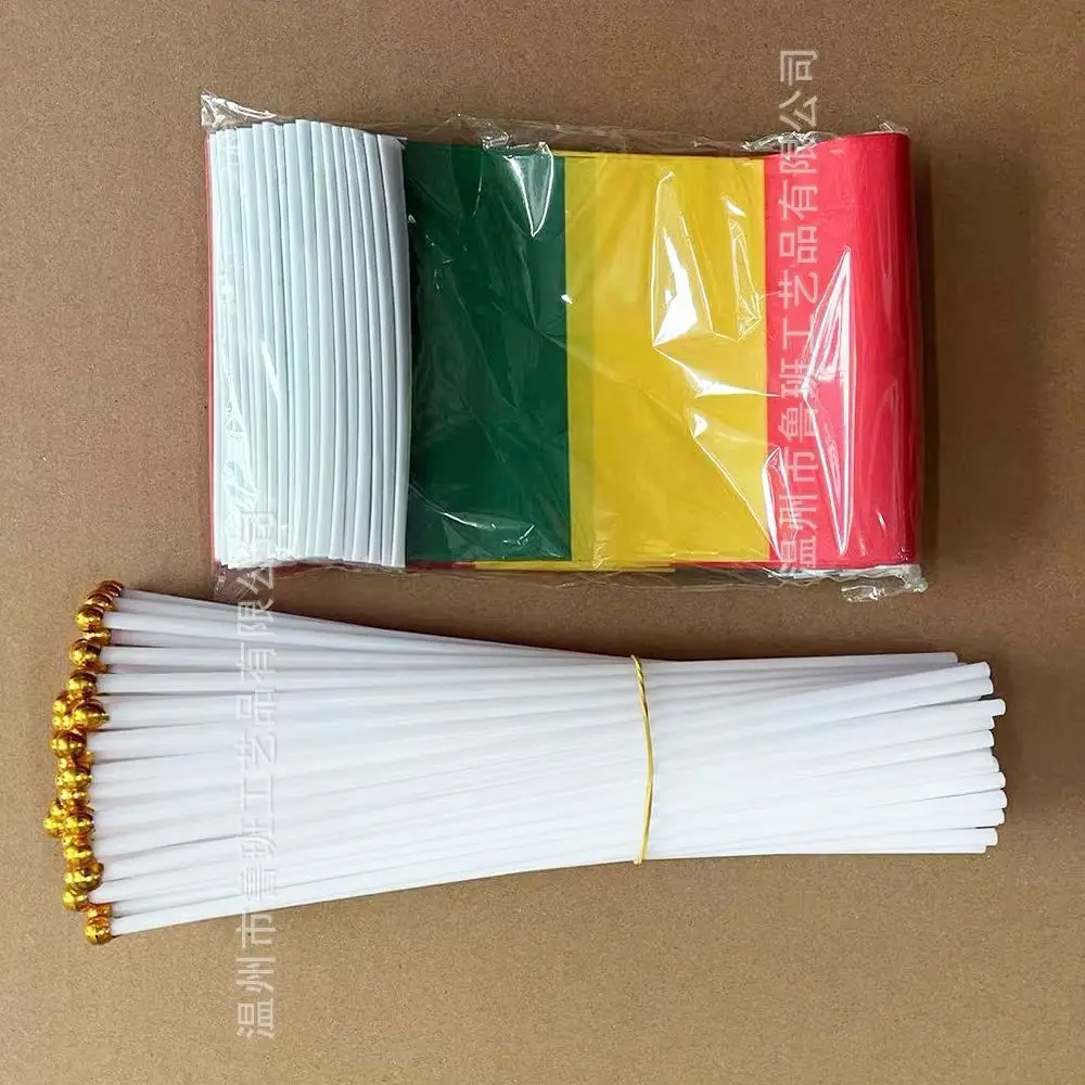 （TIKI FLAG）Mali hand flag 14x21cm Polyester Fade-Resistance Mali Hand Waving Flag with Plastic Flagpole for Events