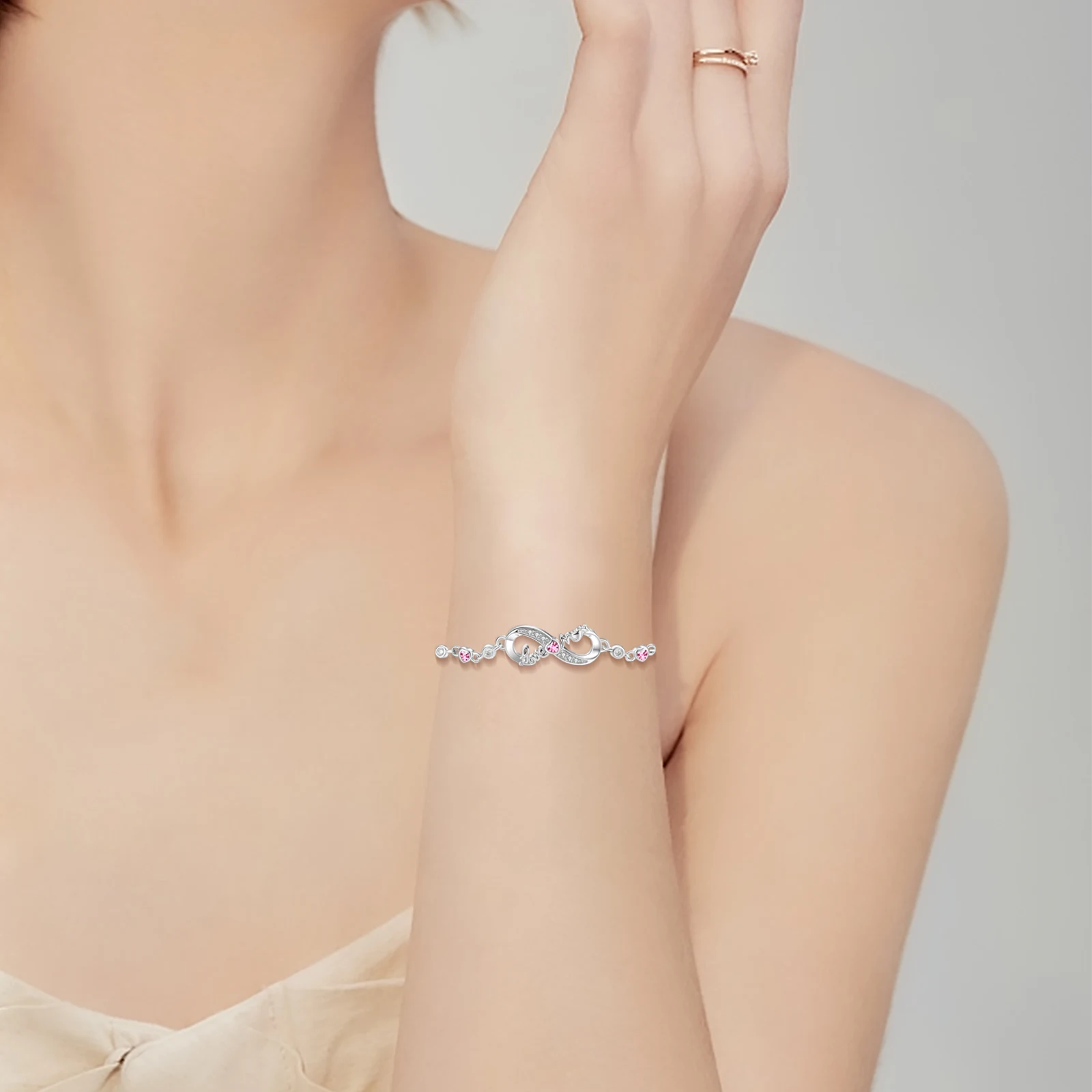 Top Quality Authentic 925 Sterling Silver Endless Love Infinity Chain Link Adjustable Women Bracelet Luxury  Silver Jewelry