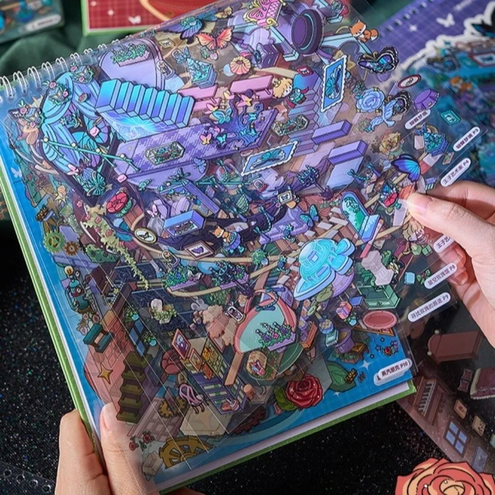 

Книга-наклейка с пейзажем «Розовый город», 8 сцен, 15 листов, наклейки сцены для домашних животных, большой стиль, визуальная наклейка для штабелирования, креативная игра