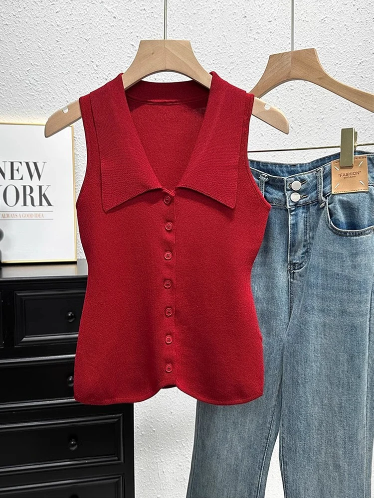 الصلبة محبوك تانك القمم الصيف المرأة بلوزات بلا اكمام عادية تنوعا سترة تي شيرت 2025 الكورية نمط الملابس النسائية #5