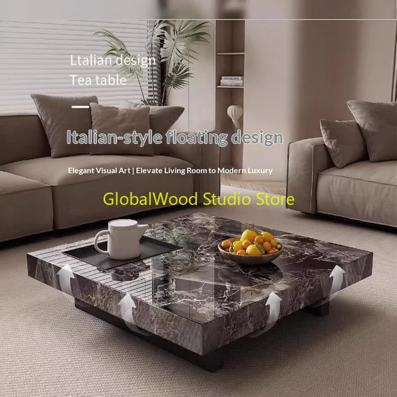 

Italian Minimalist Sintered Stone Coffee Table Luxurious And Modern Simple Design Square Shape New Model.