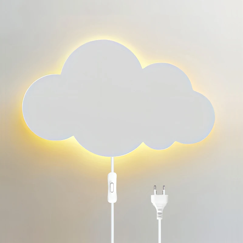 LED Cloud Wall Lamps With Plug Modern Living Room Girl Children\'s Bedroom Kids Minimalist Decoration AC85-265V