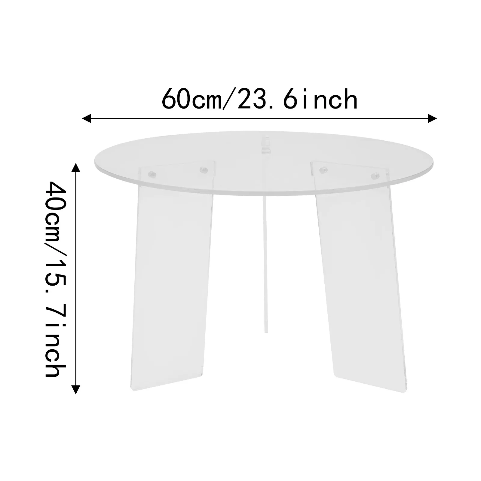 Café TablesClear Acrylic Round Side Table 15.7 Inch High Modern Coffee Table for Living Room