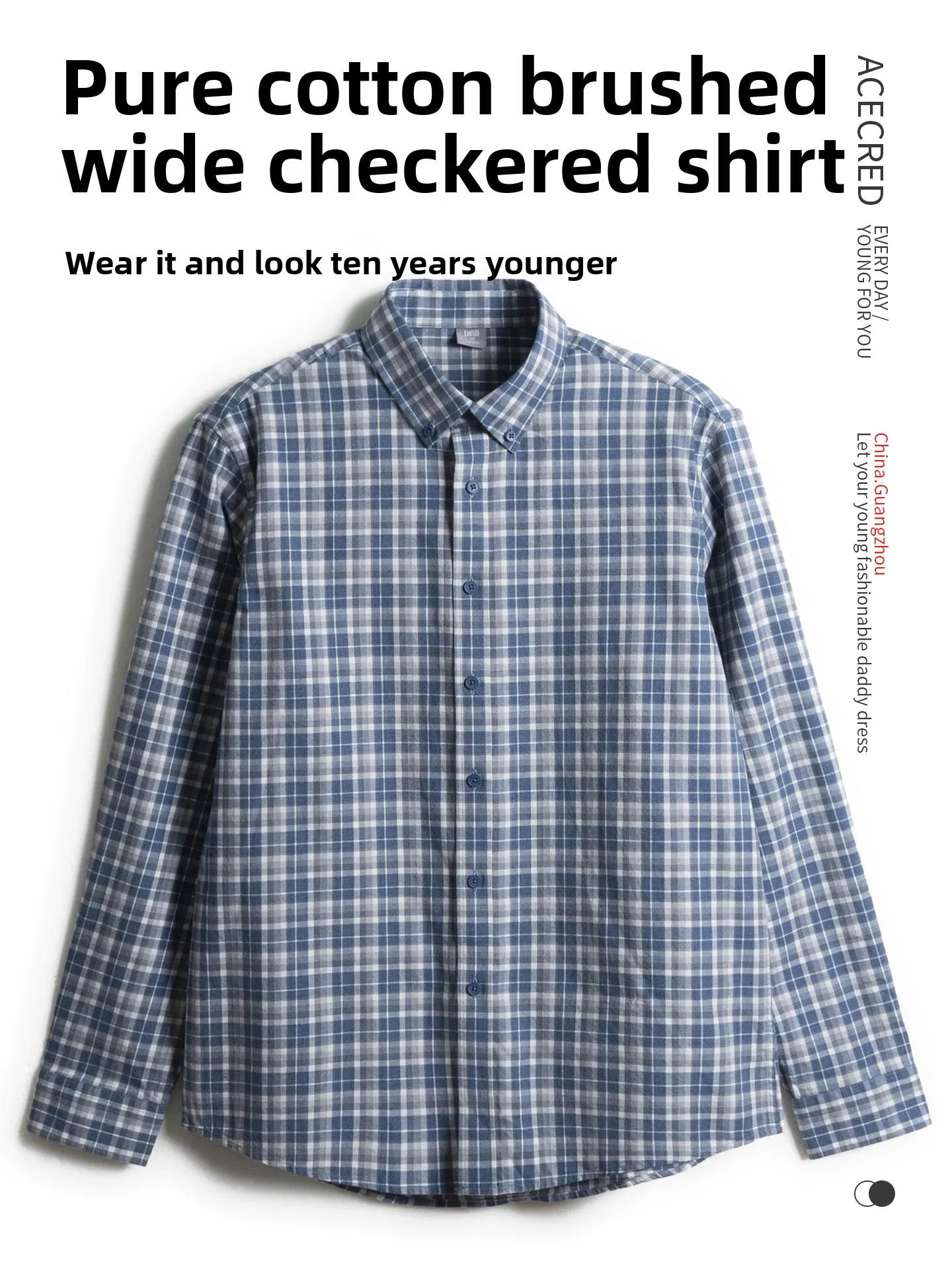 

Pure Cotton Long Sve irt Men's Loose Plaid irt Dad Spring Faion ang Hair Brued Fabric Comfortable Breathable C...