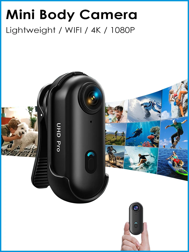 AliExpress NONE 4K Thumb Action Camera Pocket POV Cam Portable Body Recording Wearable Camera WiFi Waterproof Mini Camera Helmet Bicycle Sports