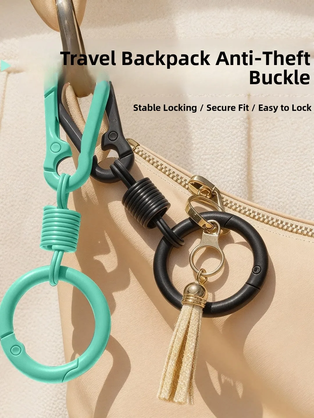 Travel Anti-Theft Buckle Backpack Zipper Lock Eight Character Buckle Travel Essentials Luggage Anti-Lost Safety Buckle