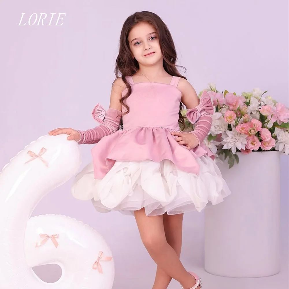LORIE Süßes Luxuskleid für Mädchen, quadratischer Kragen, Kommunionkleid, Geburtstagskleid, rosa, für Zeremonien, Mädchenkleid, maßgeschneidert, 2026