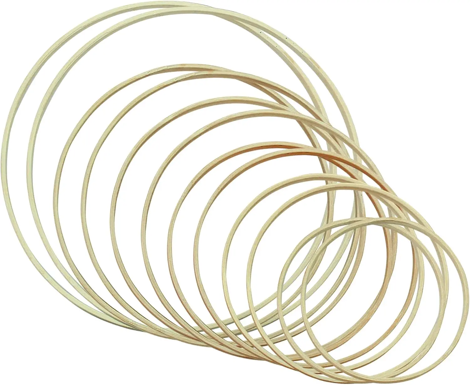 Wooden Bamboo Floral Hoops, 12Pcs, 6 Sizes (6-12 Inch) | Wooden Wreath Rings, Macrame Hoops, For Wedding & DIY Dream Catcher, Wa
